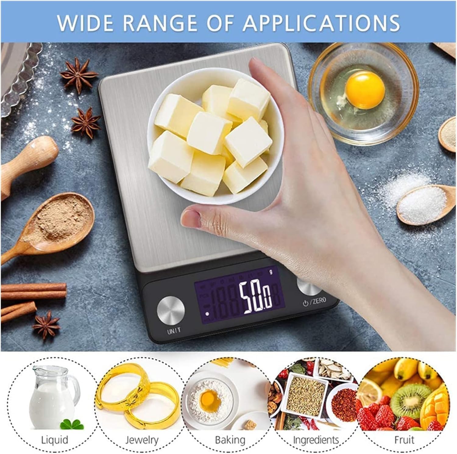 Kitchen Scale LCD Display Digital Kitchen Scale 5Kg 0.1G/0.01Oz High Prec Electronic Food Scale for Cooking Baking Weighing Scale Kitchen Supplies Bruin