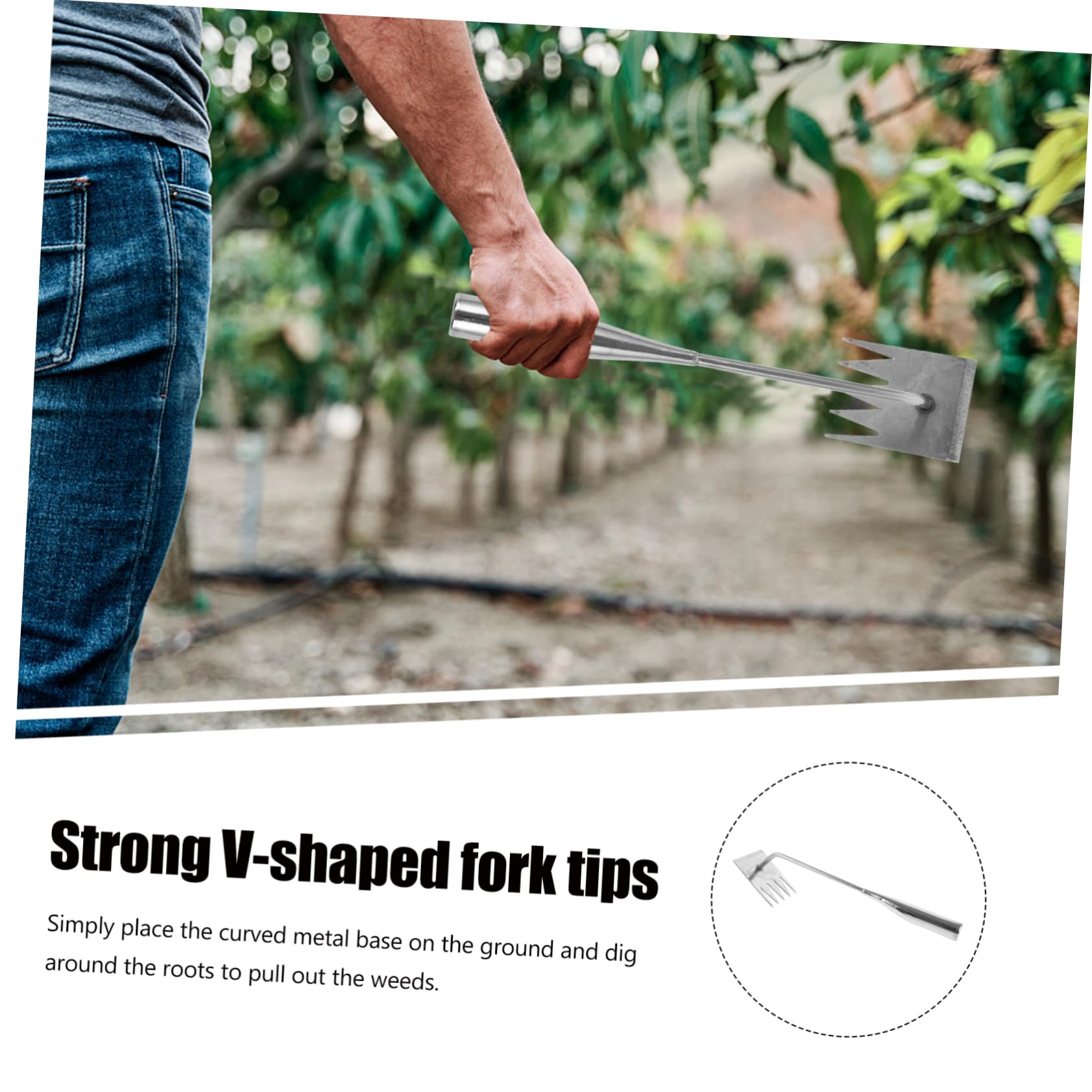 3St Artefakt zum Unkrautziehen manuelle Unkrautentferner kleiner Rechen für die Gartenarbeit Garten Unkrautzieher Unkrautvernichtungswerkzeug Jäter Unkrautbekämpfungsset Silver Yardwe