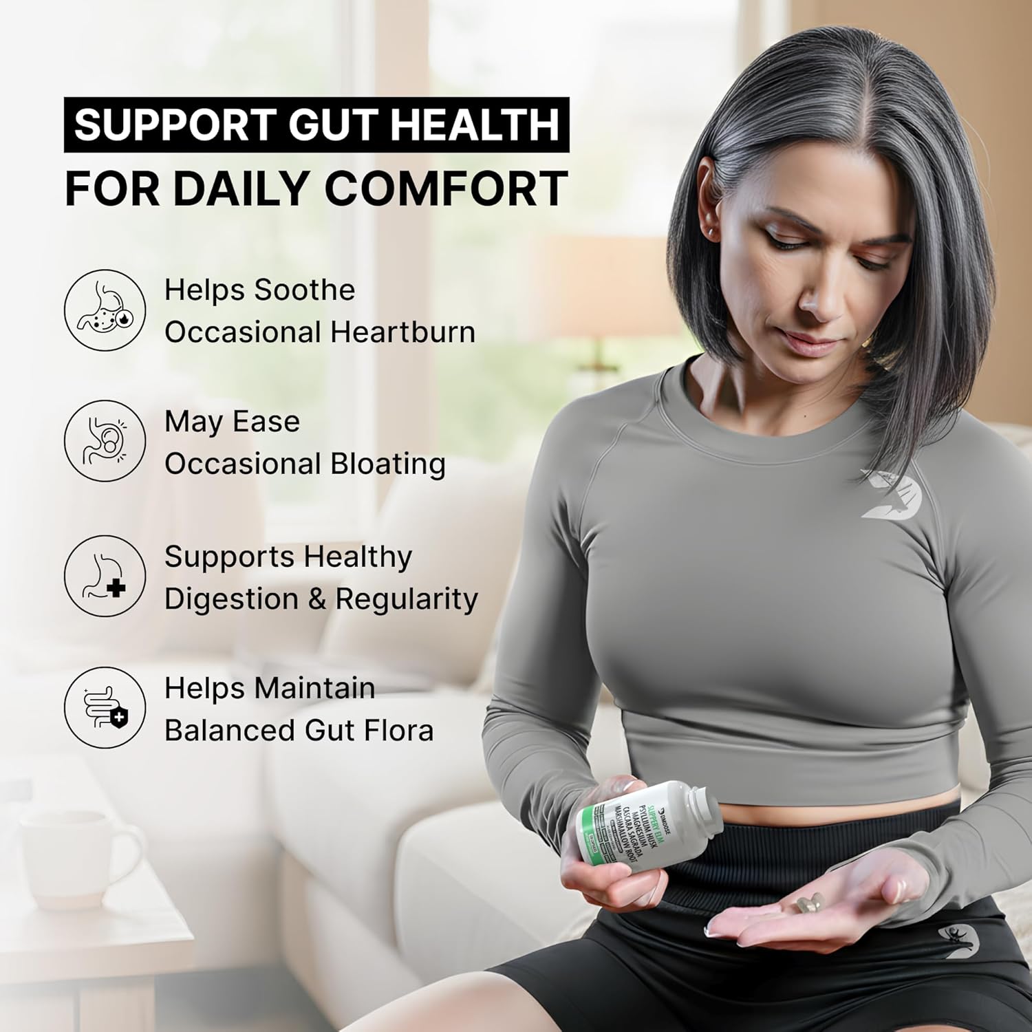 16 in 1 Slippery Elm Bark for Women & Men - Digestive Health & Leaky Gut Wellness Supplement - Probiotic, Psyllium Husk, Cascara, Magnesium & Marshmallow Root Complex - DGL Licorice Extract Capsules