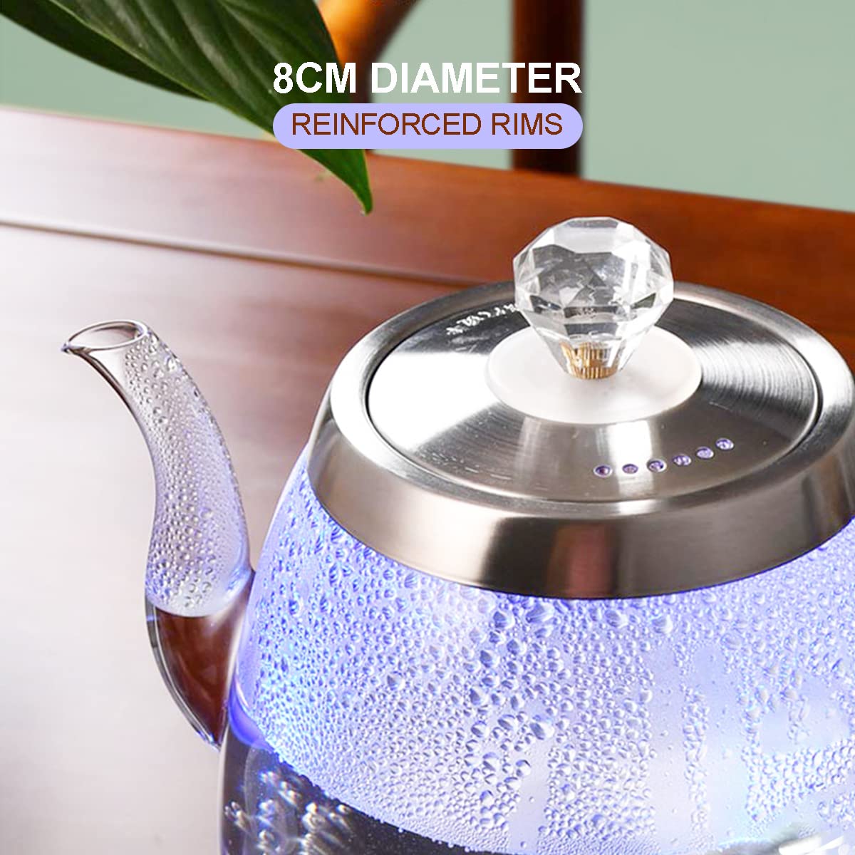 -Bollitori in vetro con luce a LED, spegnimento automatico per bollitura, acqua calda, tè e caffè, 1,5 l, 1000 W Comfortable anniversary
