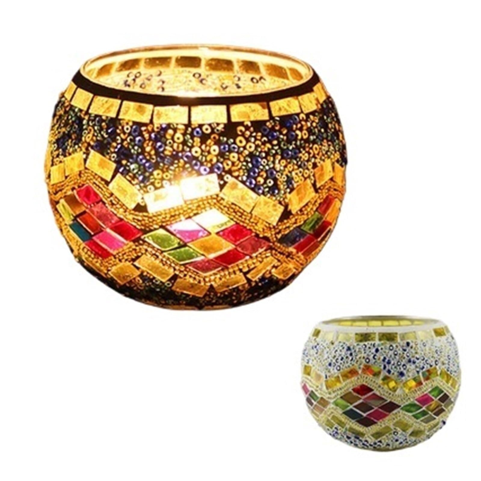 Candle Holders Color Snowflake Mosaic Glass Candlestick Candle Stick Holders(Style1)