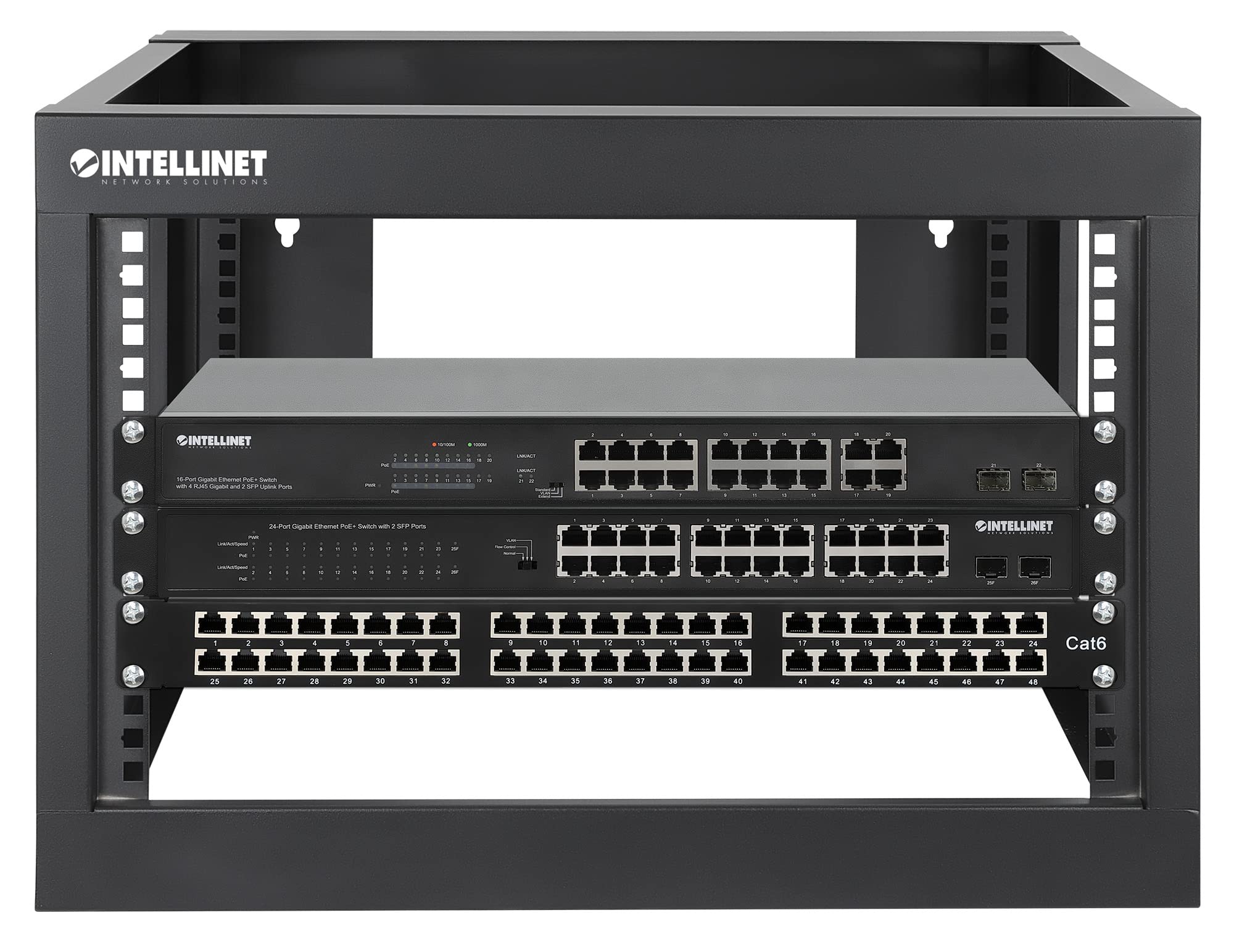 INTELLINET 716031 Armadio a Muro 19" Open Frame 4 Montanti 6U Nero