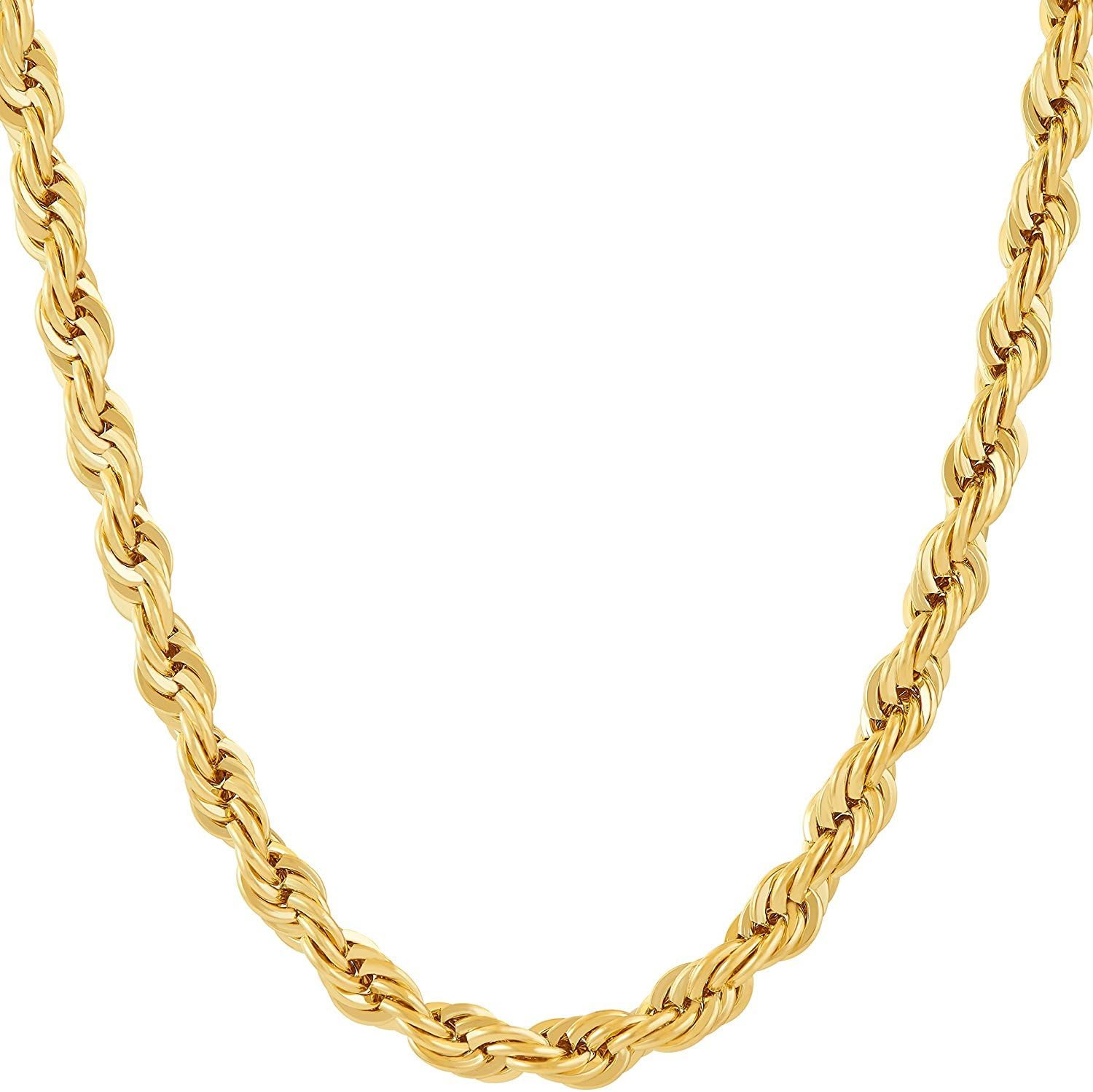 kwality 6MM Rope Chain, 24K Gold with Inlaid Bronze, Premium Fashion Jewelry, Pendant Necklace Made to Wear Alone or with Pendants, Guaranteed for Life 24inch