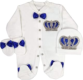 B-Bling Baby,Clothing,Baby Boys 0-24m,Outfits & Clothing Sets B-Bling Newborn baby boy crown jewels Layette 3 piece gift set 0-3 months and 3-6 months