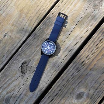 WOCCI 16mm Watch Bands - Premium Silicone Rubber Replacement Straps with Black Buckle (Dark Blue)