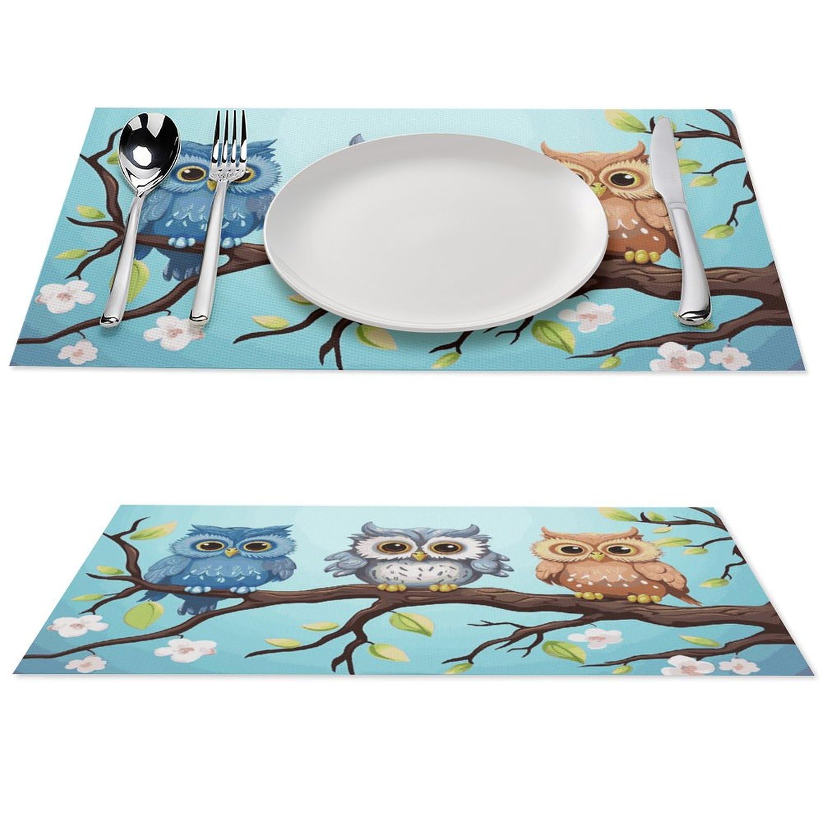 Sets de table anti-brûlure hiboux en PVC pour protéger votre bureau et vos meubles