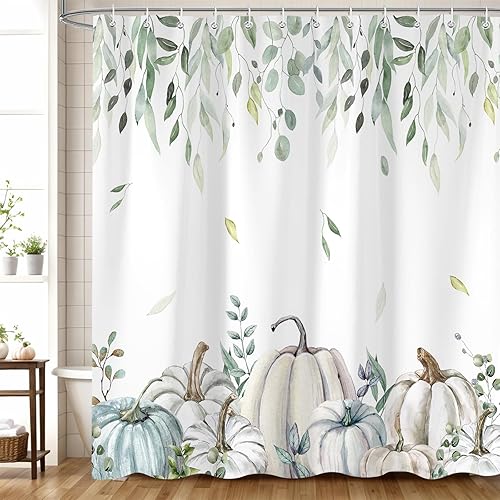 Miniatura 10 de iTapnoom Cortina de ducha de otoño con hojas de arce, hojas de otoño, cosecha, Acción de Gracias, granja, acuarela, temporada, tela impermeable de