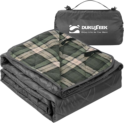 Miniatura 9 de DUKUSEEK Manta grande impermeable para exteriores, acolchada, forro polar extragrueso, cálida, resistente al viento, portátil, incluye capucha
