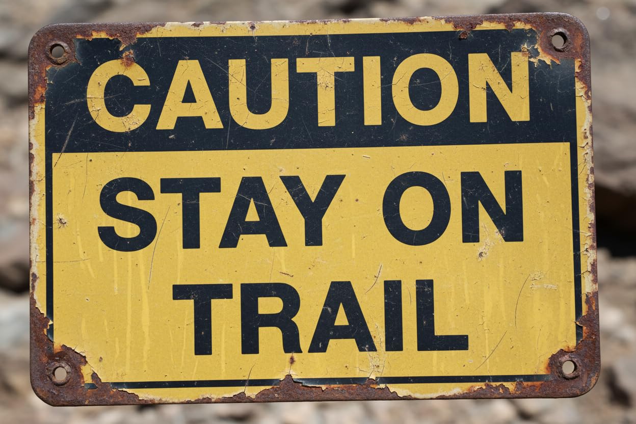 Wall Decor Caution Stay On Trail Sign 8x12Inch Vintage Signs Aluminum Plates Printed