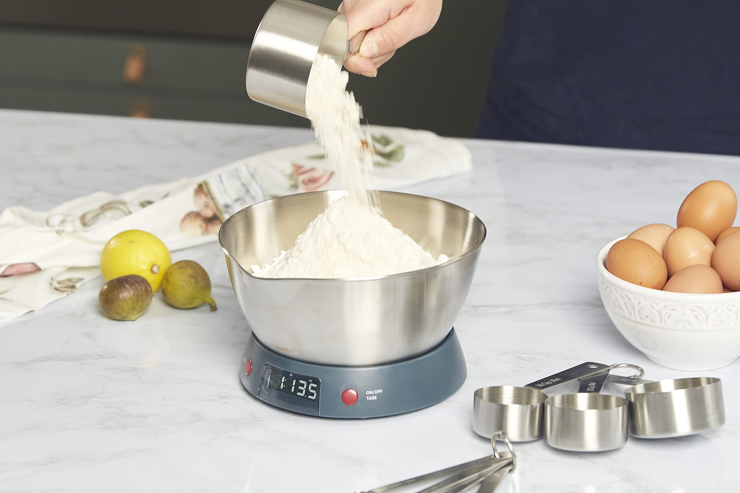 Zyliss E970054 Balance de Cuisine électronique de Haute Précision 5kg avec écran LCD, avec Bol en Acier Inoxydable pour Mesurer les Aliments ou Les Liquides