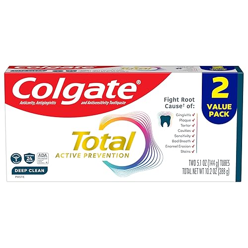 Miniatura 9 de Colgate Total Active Prevention Pasta de dientes Deep Clean, pasta dental con flúor anticaries y fórmula clínicamente probada de fluoruro que ayuda