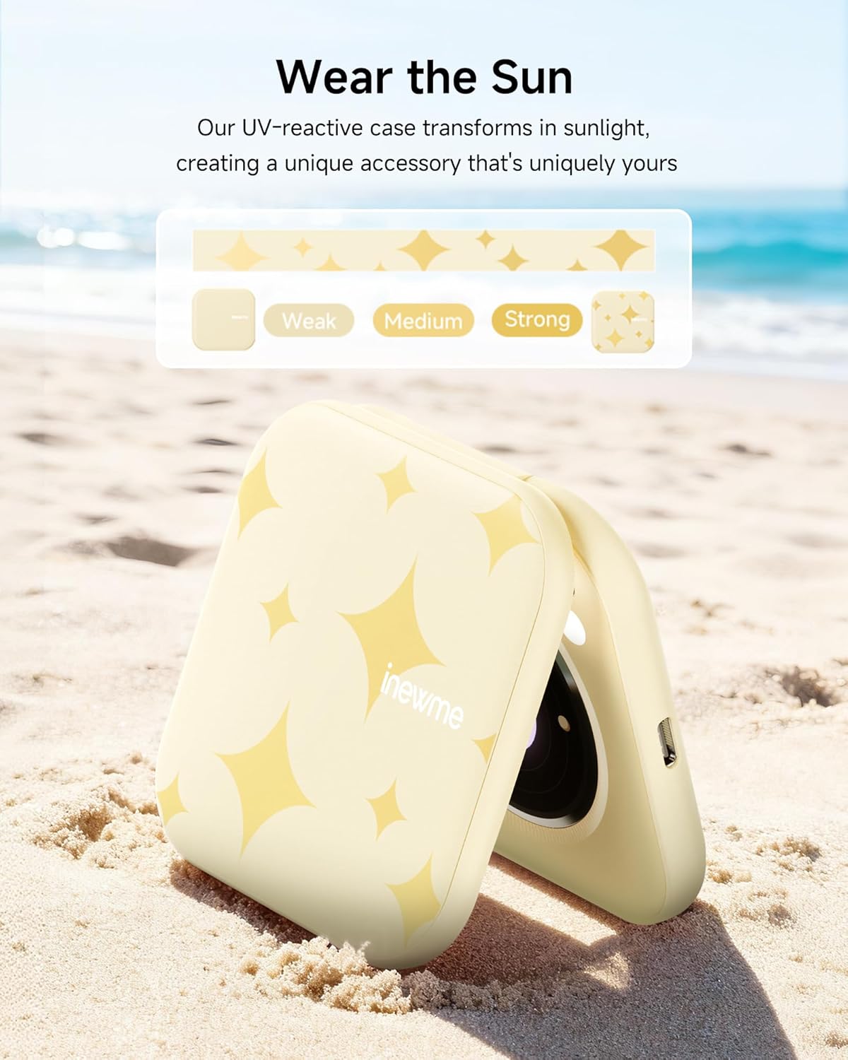 inewme Mini UV Camera Mirror for Sunscreen Check, Portable 3" Compact Travel Mirror with LED Light & UV-Sensing Color Changing Shell, 3-Color Dimming, Tech Beauty Gift for Skincare Lovers - Image 7