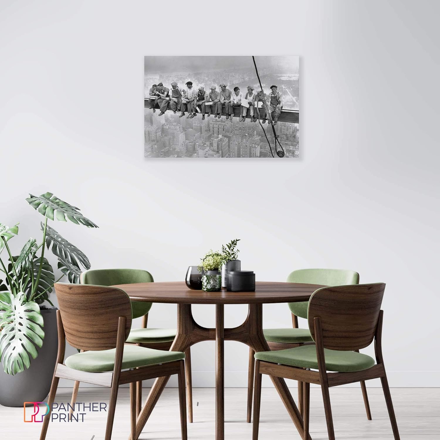 Bеѕt Quаlіtу 🔥 Panther Print, Large Canvas, Framed, Modern Wall Art for Bedroom & Living Room, Men at Lunch Picture Prints for Walls, New York Lunch Atop a Skyscraper, Print for Special Occasions (76x51cm)