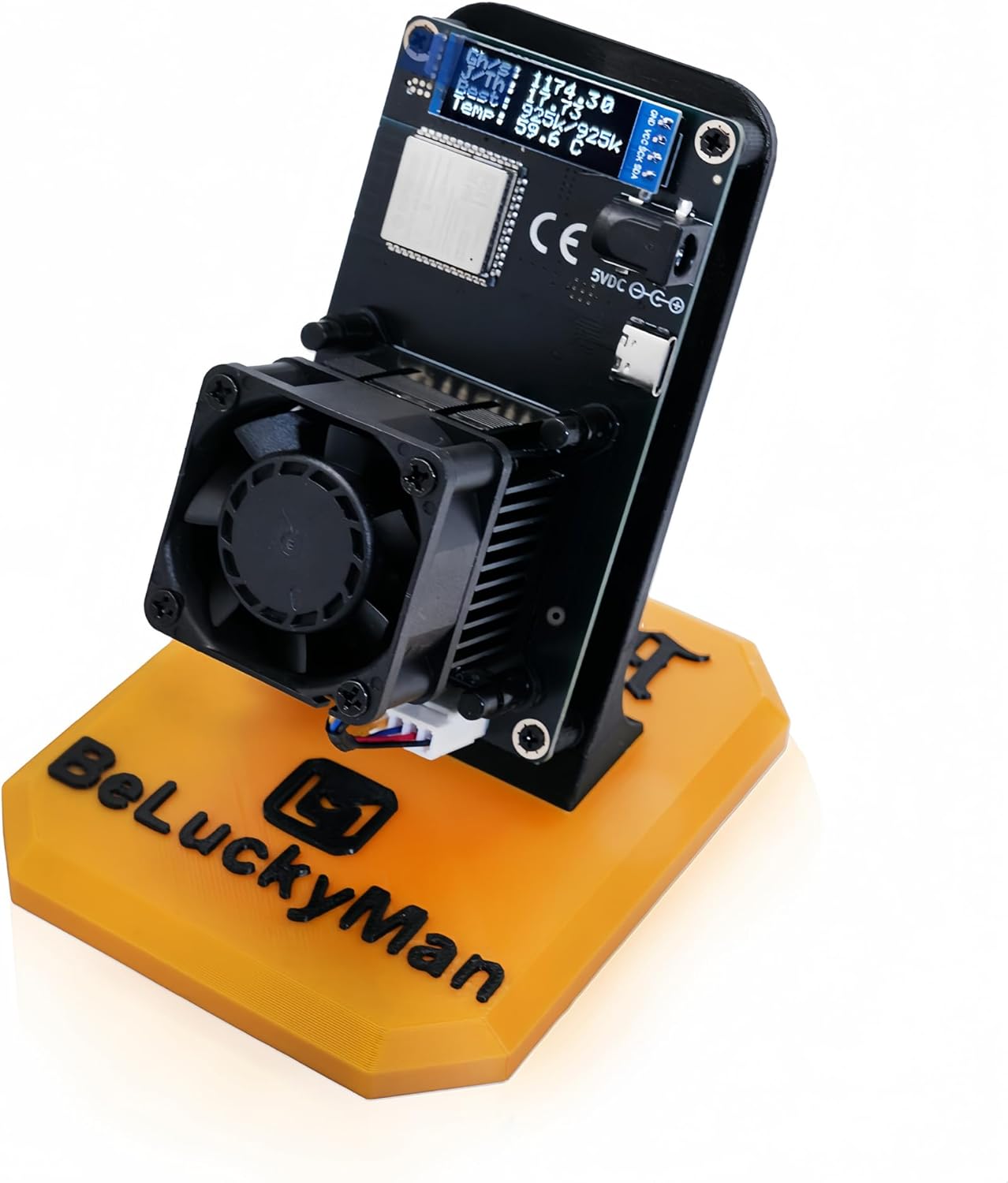 Bitcoins Miner Bitaxes Gamma 601, 1.2 TH/s Open-Source BTC Solo Miner, BM1370 ASIC Chip, 2.4G WiFi Silent Mining Machine for Home & Educational Use, Includes Power Supply & Yellow Stand