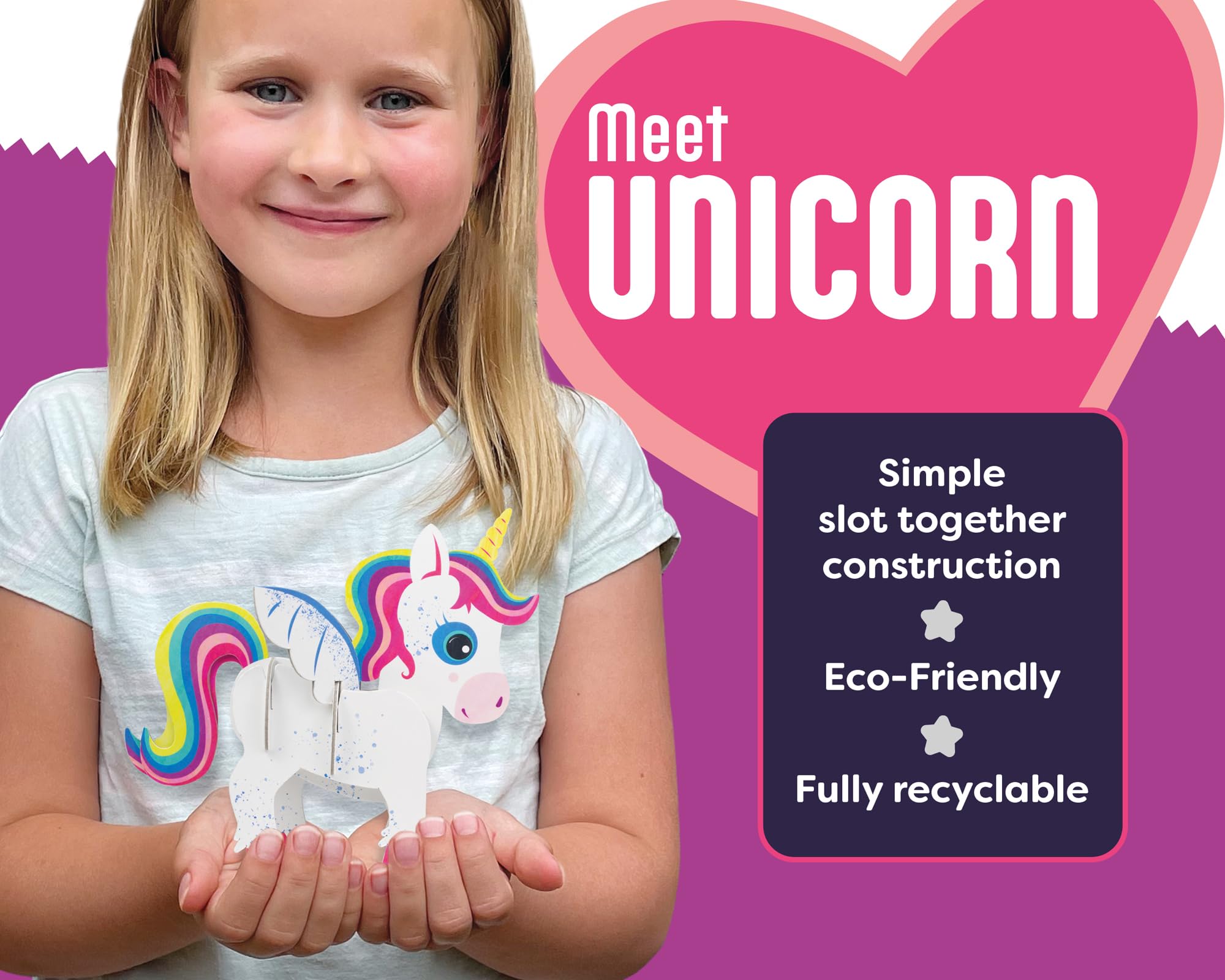 Build Your Own Magical Unicorn - Comes with Accessories and Trinket Chest! - Cardboard Craft Kit - Ages 4+ - Image 2
