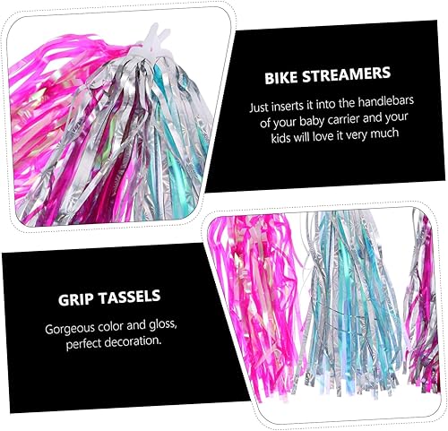 Miniatura 7 de PRETYZOOM 3 pares de cintas decorativas de bicicleta para niños, accesorios de bicicleta para niños, accesorios de bicicleta para scooter, borla