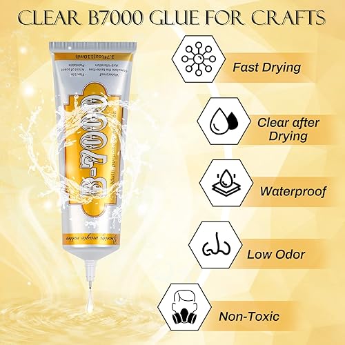 Miniatura 4 de B7000 - Pegamento transparente para joyas con diamantes de imitación, pegamento B-7000 de 3.7 onzas líquidas con pegamento multifunción mejorado