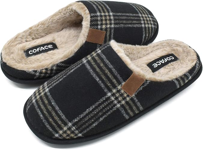 COFACE Mens Memory Foam Slippers Slip 