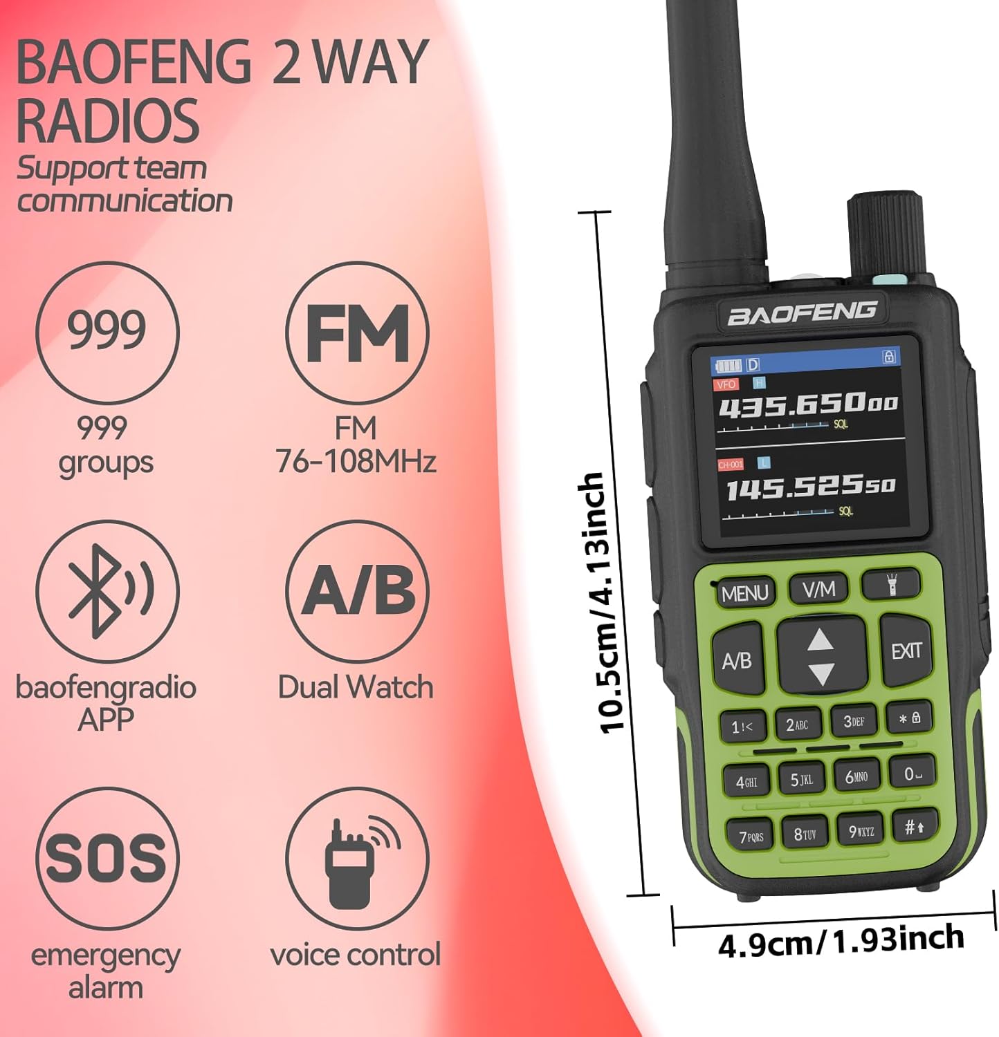 BAOFENG UV-5R MINI-5 Two Way Radio NOAA Weather Radio Dual PTT 999CH Survival Radio APP Programming Copy Frequency Ham Radio 2200mAh