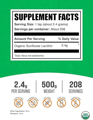 Miniatura 7 de BULKSUPPLEMENTS.COM Lecitina de girasol en polvo  Suplemento de lecitina de girasol  Lecitina 1200 mg  Lecitina en polvo de grado alimenticio
