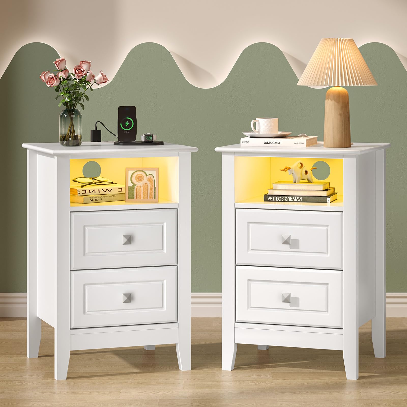 Bonnlo White Nightstand