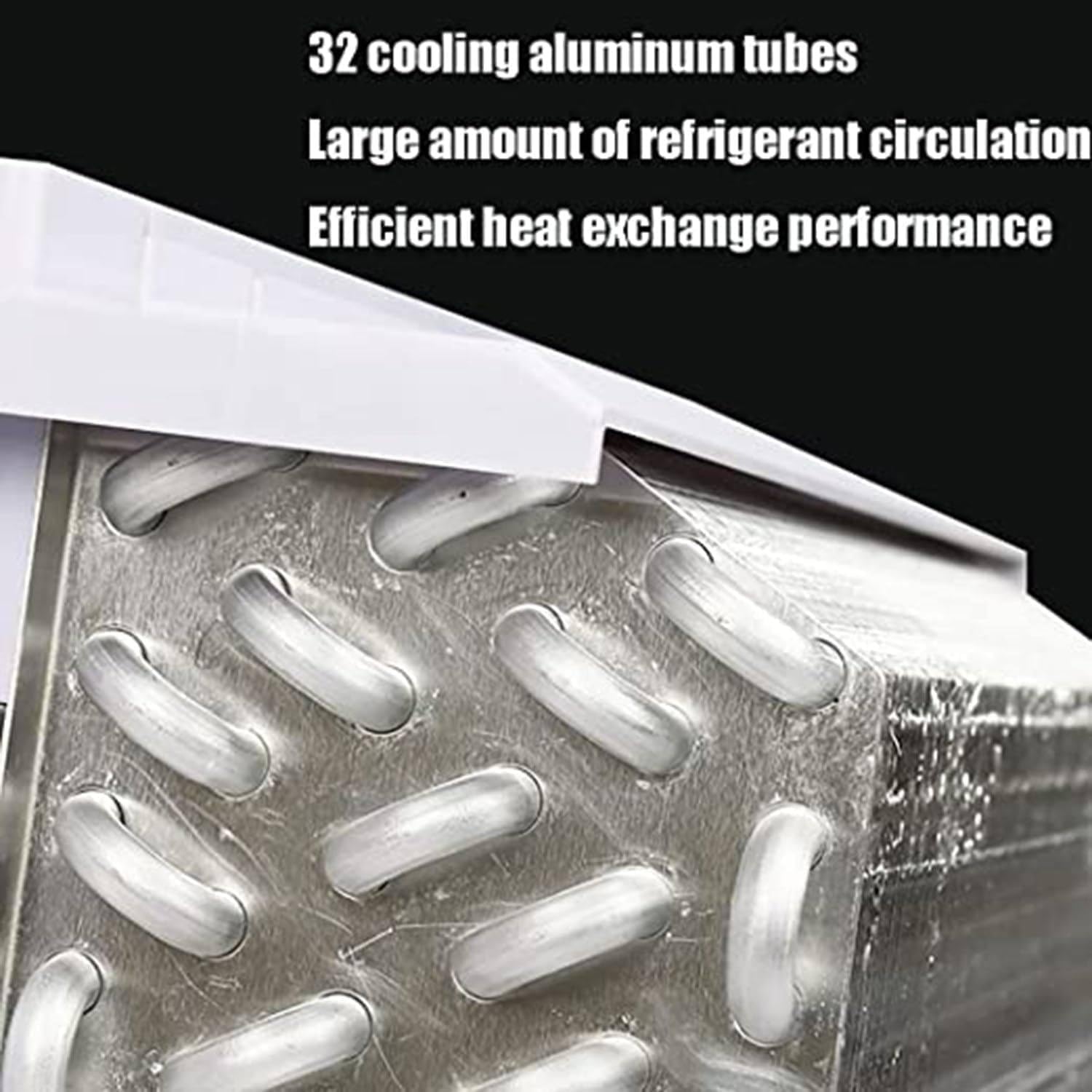 Close-up of the 32 cooling aluminum tubes within the MOXAC RV Air Conditioner evaporator coil