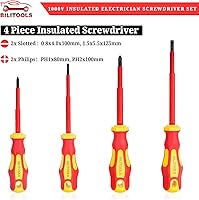 Vista 3 de BILITOOLS 1000V Insulated Electrician Screwdriver & Pliers Set - 7pcs Electrical Tools Kit with Magnetic Phillips, Slotted Screwdrivers, VDE & GS
