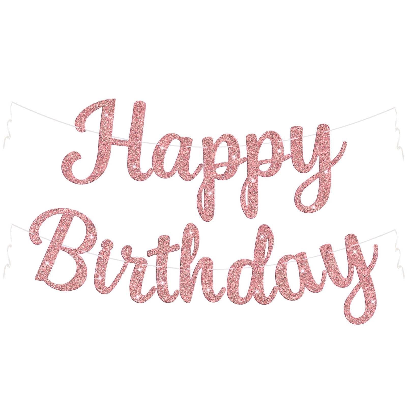 Glitter Happy Birthday Banner, Happy Birthday Party Decor Banner for Women 10 Feet, DIY Birthday Hanging Sign, Luxe Birthday Decorations for Wine-Themed Adult Celebrations (​​Burgundy Rose)