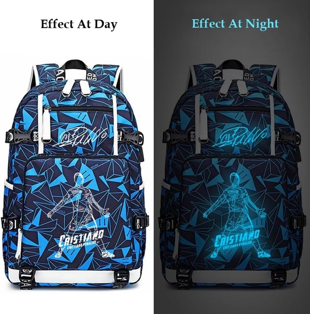 FANwenfeng Soccer Player 7 Luminous Multifunction Backpack Travel Football Fans Bag For Men Women (Style 12)