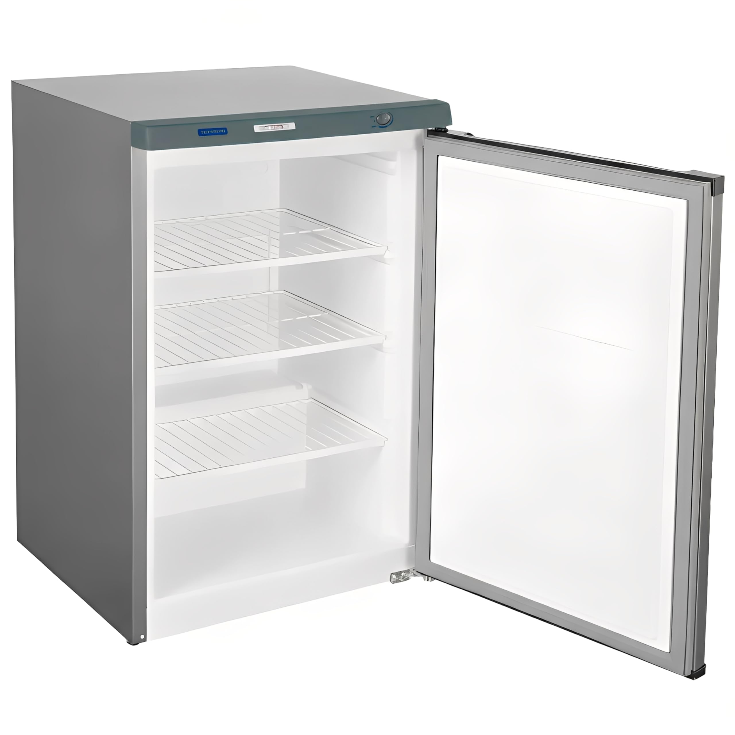 MBH - Nevera mini profesional INOX de 142 litros con 3 estantes bajo encimera para hostelería. Armario frigorífico industrial pequeño bajo mostrador de acero inoxidable para bar y restaurante.