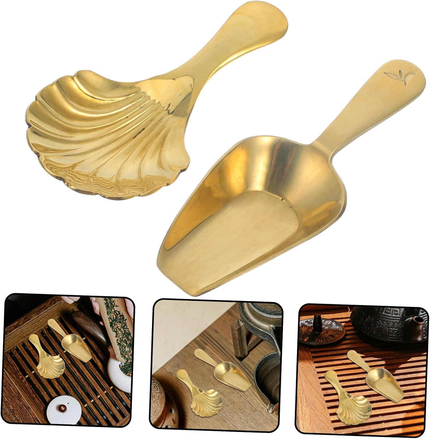 2pcs Mini Brass Tea Spoons Compact Multi Function Tea Scoops Wear Resistant Spoons Convenient Utensils Milk Powder and Spices Ergonomic Design