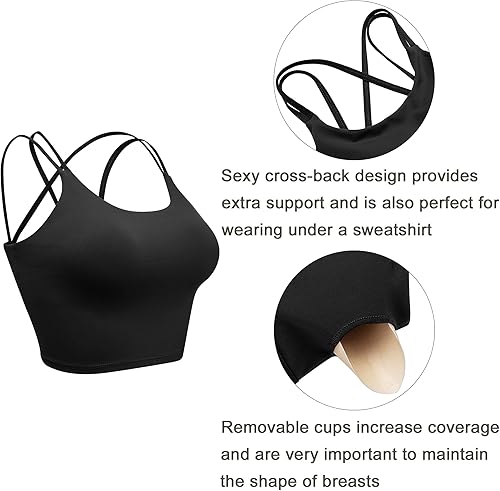 Vista 3 de Vorcy Brasier deportivo con relleno para mujer, camiseta corta con brasier integrado