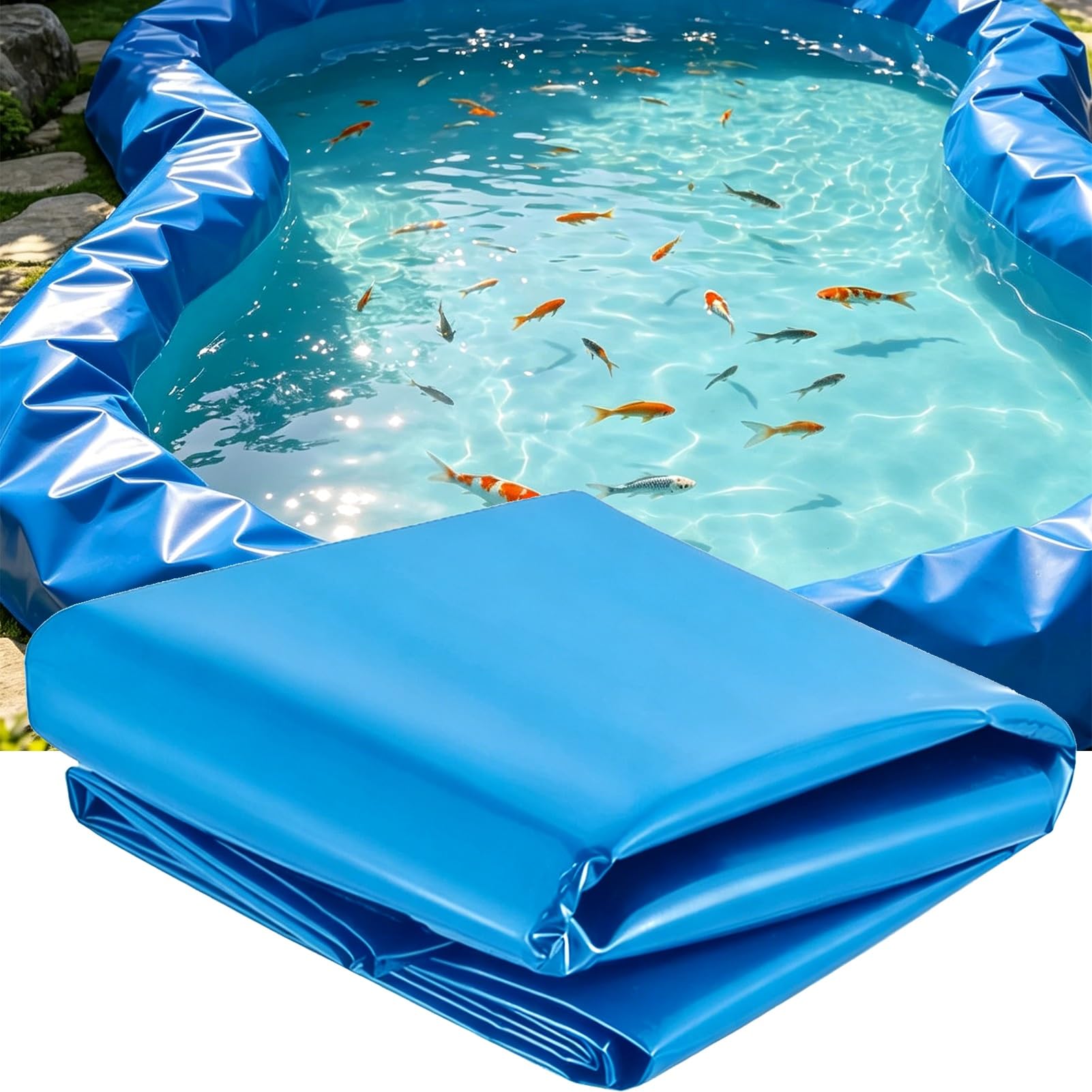 MARXAN Outdoor Pond Liner 4x6m 7x10m 8x12m 10x15m Durable Impermeable Membrane for Garden Fountains, Waterfalls, Koi Ponds, Foldable - Flexible & Easy to Cut(3x10m(9.8x32.8ft))