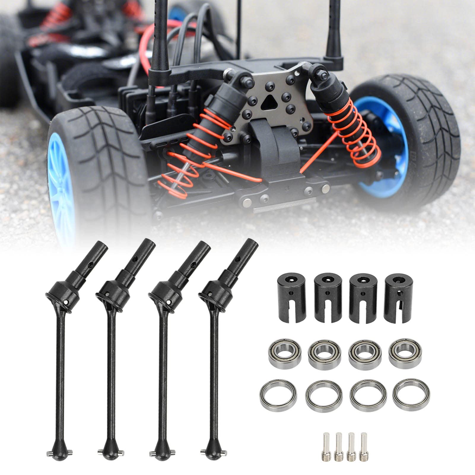 RC CVD-Antriebswelle, Hartstahl, verschleißfest, langlebig, Hochleistungs-Getriebewelle für Maxx WideMaxx 1/10 RC-Autos, Schwarz, 4 Stück