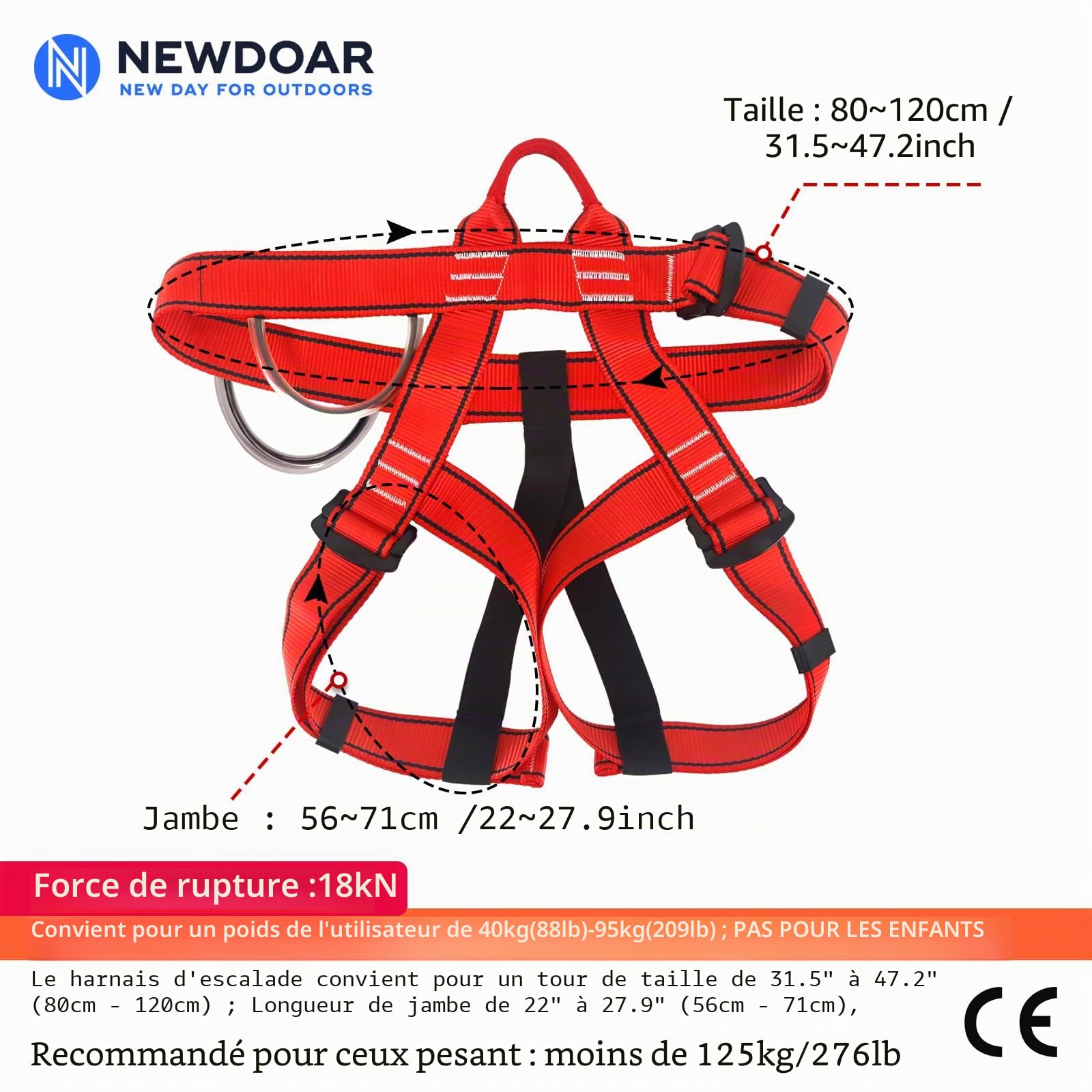 NewDoar Baudrier Escalade Certifié UIAA CE Harnais Alpinisme Descente Rappel