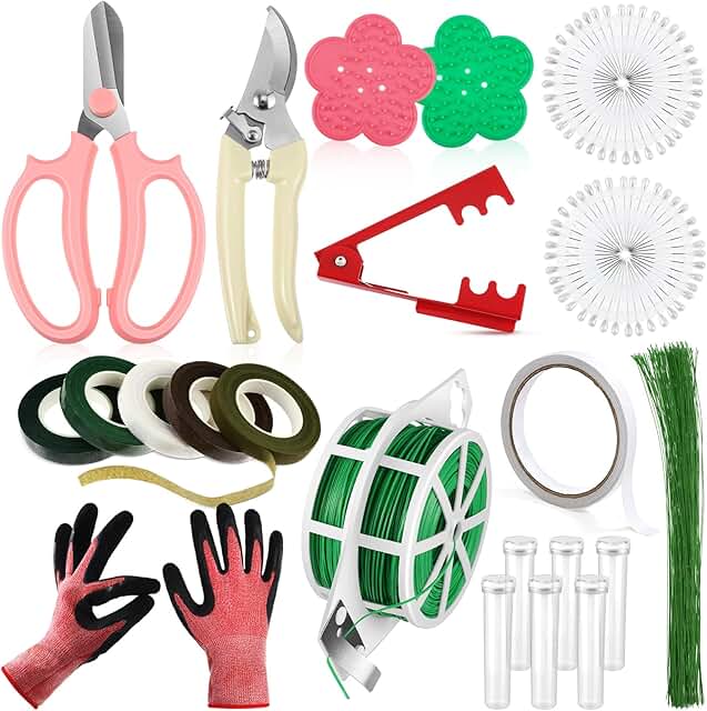 WILLBOND 121 Pcs Floral Arrangement Tool Kit, Rose Thorn Remover Pruner ...