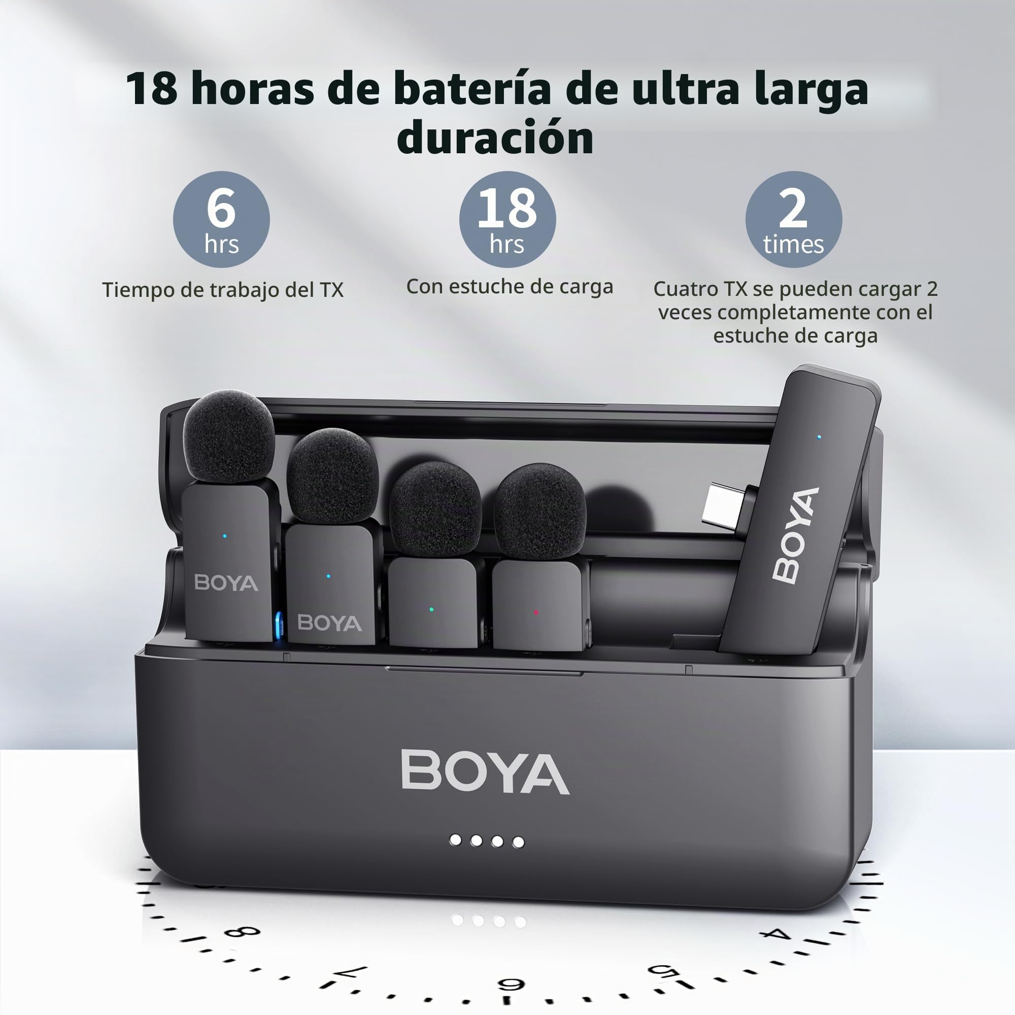 BOYA BY-V4U USB C Micrófono inalámbrico para Android, Mini micrófono Lavalier inalámbrico, 200 m de Alcance con cancelación de Ruido, para grabación de vídeo, podcasts, entrevistas.
