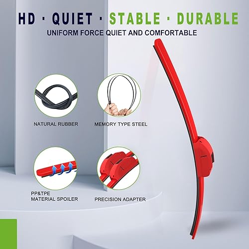 Miniatura 10 de PARRATI - Juego de 2 escobillas limpiaparabrisas de calidad original de 21pulgadas y 21pulgadas aptas para todas estaciones del año