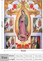 Vista 3 de Manta virgen María de Nuestra Señora de Guadalupe, suave de franela, mantas de madre de Dios para regalo entusiasta de María, mantas cálidas