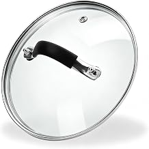 Tempered Glass Lid 7 Inch, Arc Handle, Pot & Pan Lid | 304 Stainless Steel Edge, 201 Stainless Steel Knob, Dishwasher & Oven Safe, Not for Microwave