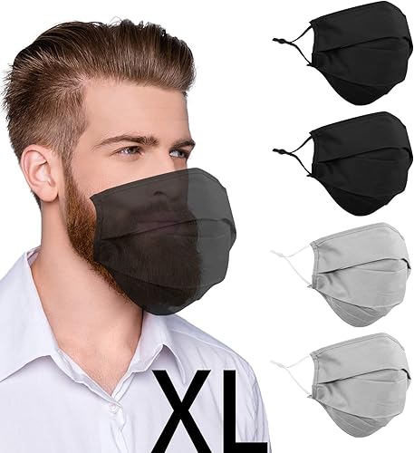 Mascarilla facial para hombres barbudos, extra grande XL, máscara facial con alambre para la nariz, lavable, reutilizable, transpirable, ajustable,