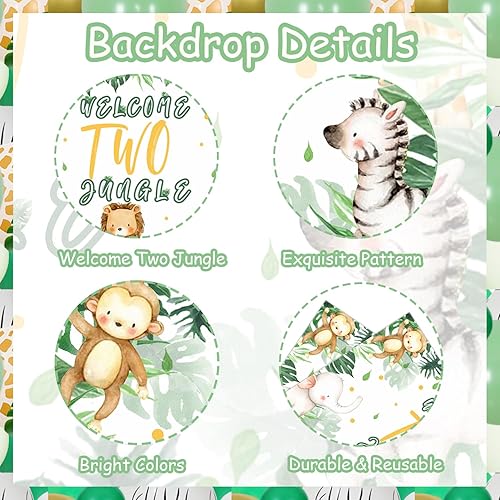 Miniatura 3 de 91 piezas de decoración de segundo cumpleaños de selva, juego de guirnalda de globos de safari con temática de selva salvaje verde con dos globos de