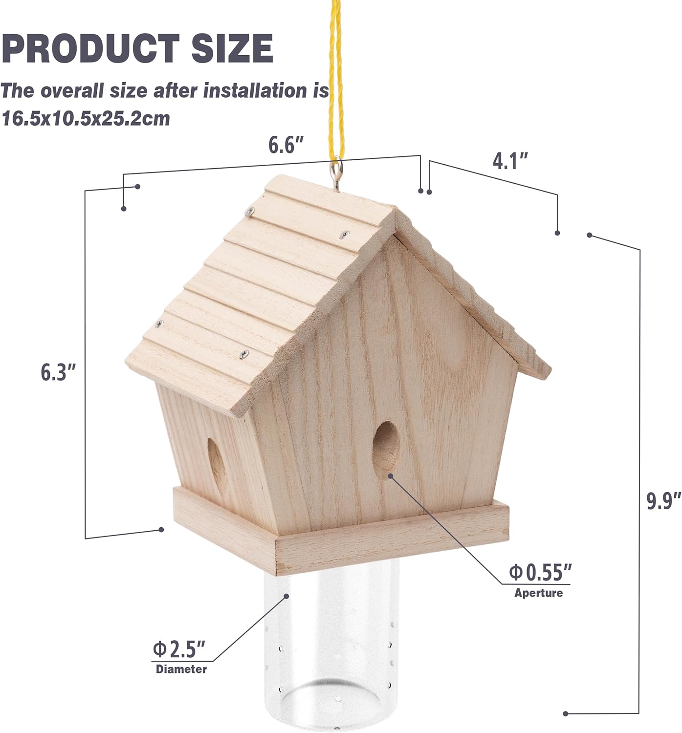 GRTRE 2 Pack Wood Carpenter Bee Trap for Outside - Best Bee Trap - Wood Boring Bee Trap- Nature Chalet Style Carpenter Bee Traps Outdoor Hanging - Insect Traps Removes Carpenter bee