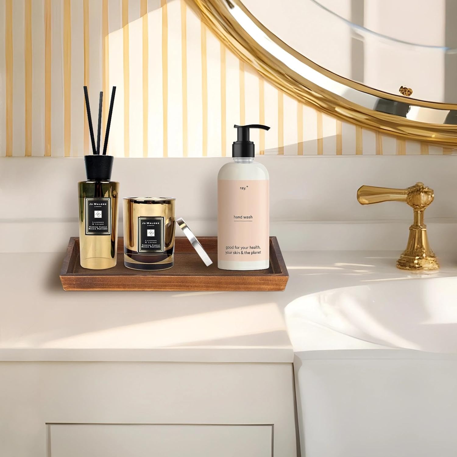 MAONAME Bathroom Vanity Tray, Rustic Long Narrow Tray, Rectangle Farmhouse Wood Trays, Countertop Organizer Trays for Candle, Perfume, 12.2" x 5" - Image 5