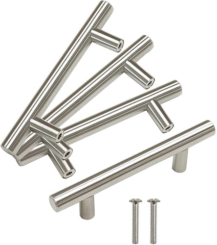 Miniatura 4 de SHG_shop Manija de acero inoxidable de níquel cepillado para gabinete de cocina, tirador en T, tiradores de cajón de cocina y perillas de gabinete