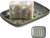 Vista 31 de Jabonera de cerámica con soporte, elevador de jabón para jabón de barra y esponja, jaboneras de ducha para baño y cocina, bandeja para guardar jabón