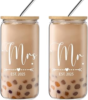 Funny Engagement Gift for Couples EST 2025 Wedding Wine Glasses Cup-Cool Bridal Shower Gifts for Couples,Bride and Groom,Newlywed,Just Married,Mr and Mrs Gifts (mrs-ms gifts)