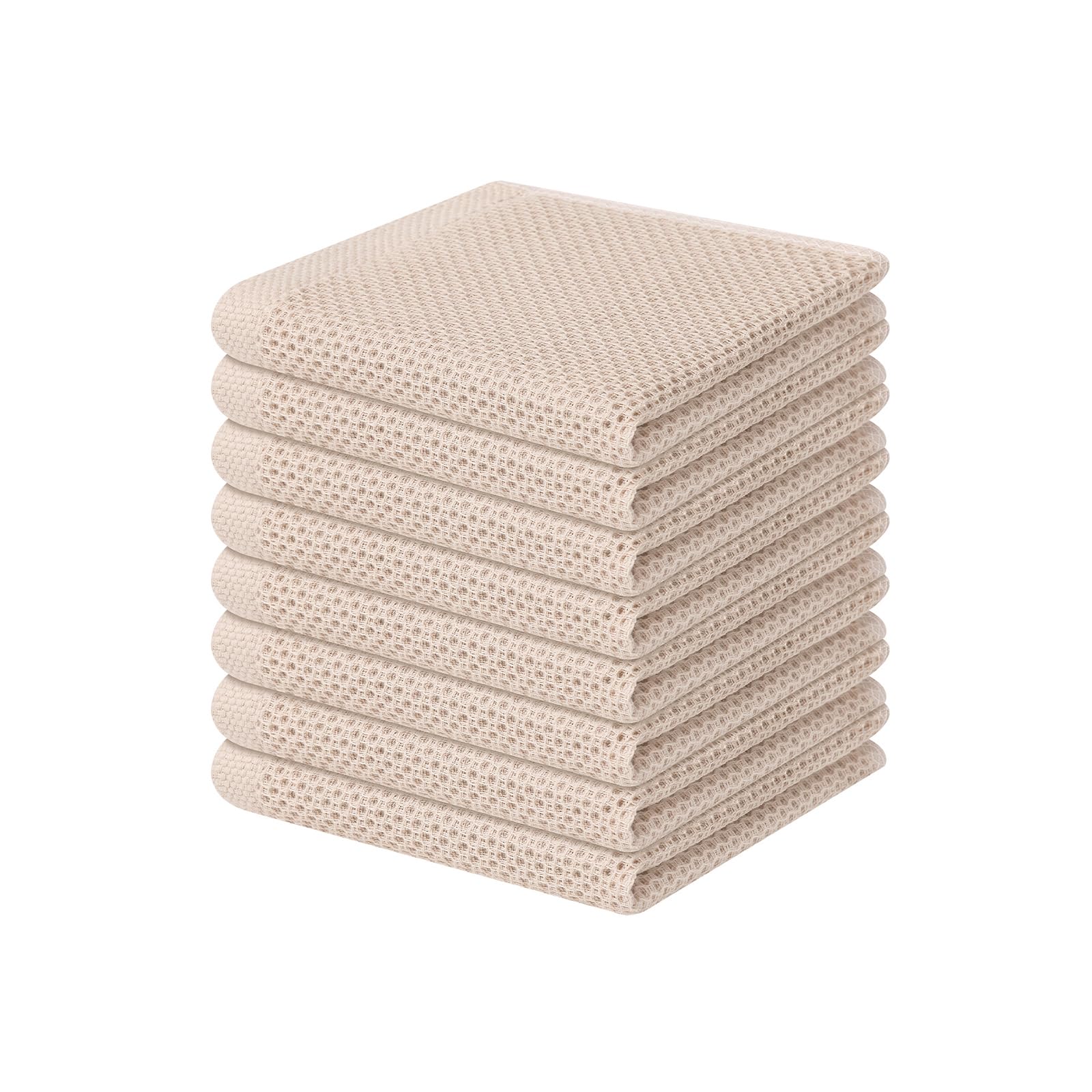 Homaxy 100% Cotton Waffle Weave Kitchen Dish Cloths 8-Pack, Beige