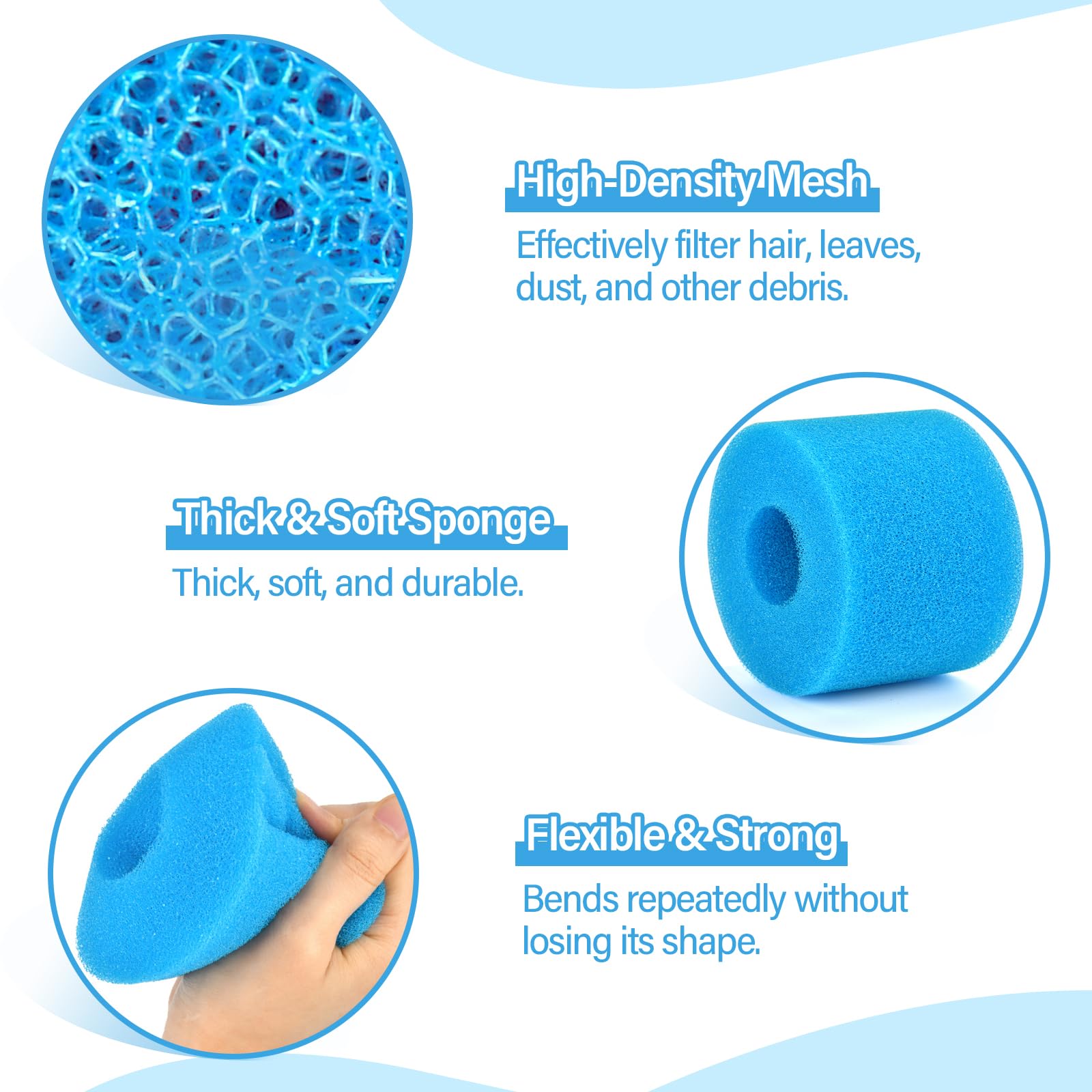 6 sztuk gąbki filtr typu S1, gąbka do filtra basenowego, wkład filtra basenowego, wielokrotnego użytku, zmywalna, gąbka filtrująca do basenu, SPA, akwarium