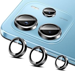 واقي عدسة الكاميرا لموبايل شاومي ريدمي نوت 14 شبكة الجيل الرابع 4G (ليس 5G)، واقي شاشة معدني بحلقة فردية من الزجاج المقوى بدرجة صلابة 9، مناسب للجراب ومضاد للخدش من دلع موبايلك (أسود)
